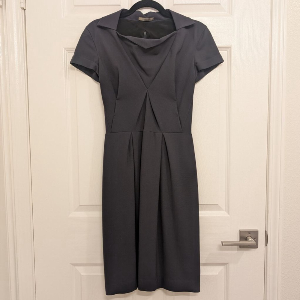 Women's Luxury Bottega Veneta Gray Virgin Wool Short Sleeve Dress Size 4 office - Picture 4 of 10